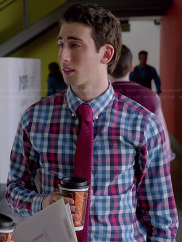 Kris's red and blue checked shirt on Black-ish