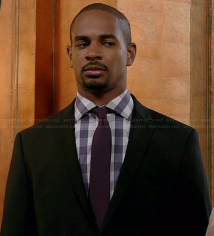 Coach's purple checked shirt on New Girl