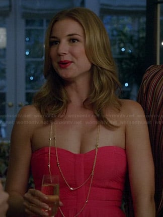 Emily's red strapless gown on Revenge