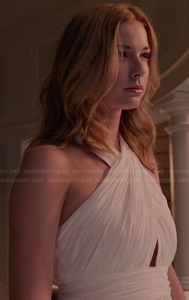 Emily's white cross front gown on Revenge