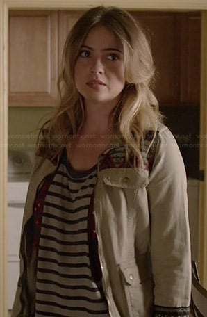 Malia's striped top and embroidered jacket on Teen Wolf