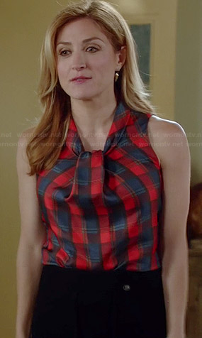 Maura's plaid sleeveless top on Rizzoli and Isles