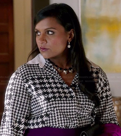 Mindy's mixed houndstooth print shirt on The Mindy Project