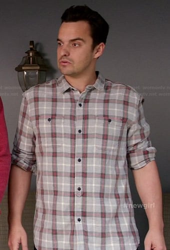 Nick's grey and red plaid shirt on New Girl