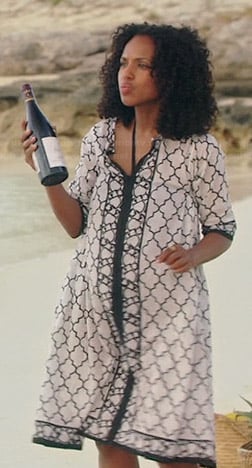 Olivia's black and white geometric print beach coverup dress on Scandal