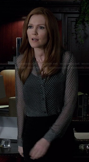 Abby's sheer printed blouse on Scandal