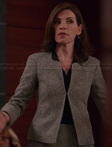 Alicia's grey tweed jacket on The Good Wife
