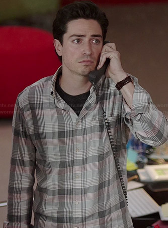 Andrew's grey plaid shirt on A to Z