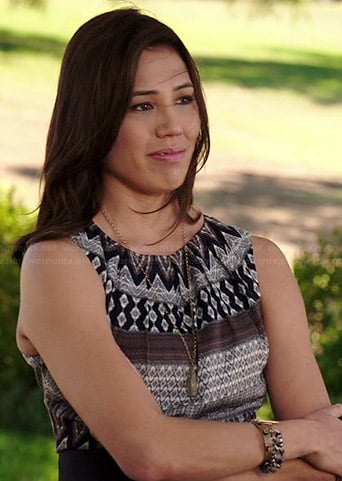 Angela's mixed print dress on Bones