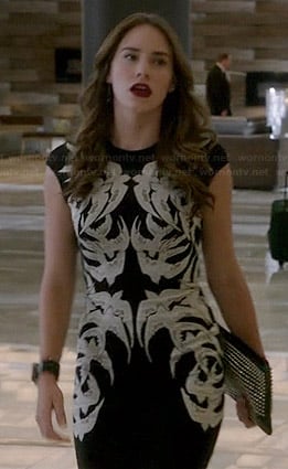 Charlotte's black and white bird dress on Revenge