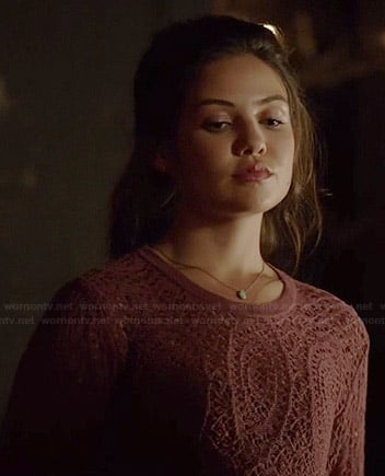 Davina's pink crochet sweater on The Originals