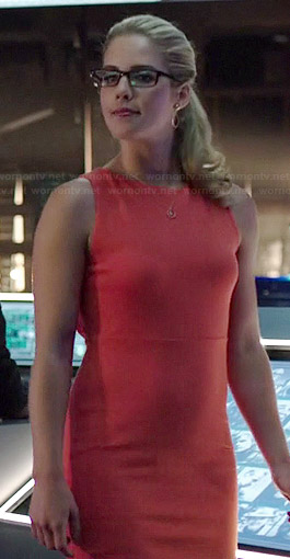 Felicity's orange cutout back dress on Arrow