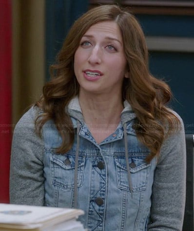 Gina's denim hooded jacket with grey sleeves on Brooklyn Nine-Nine