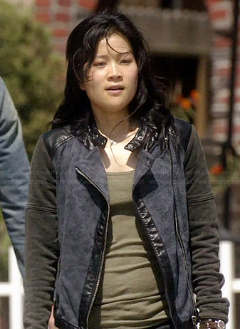 Happy's two tone leather trim jacket on Scorpion