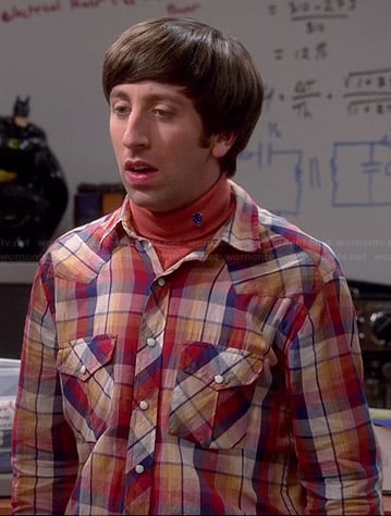 Howard's red, blue and yellow plaid shirt on The Big Bang Theory