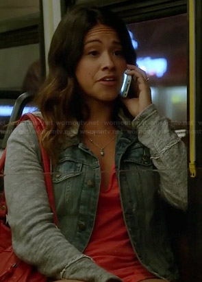 Jane's denim jacket with grey sleeves on Jane the Virgin