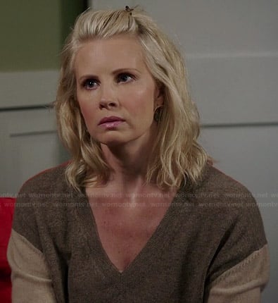 Kristina's beige colorblock sweater with orange back on Parenthood