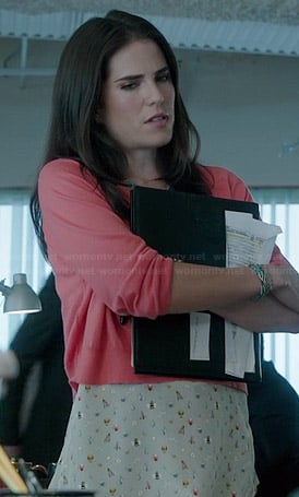 Laurel's cream bug print top on How to Get Away with Murder