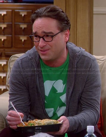 Leonard's green recycle tee on The Big Bang Theory