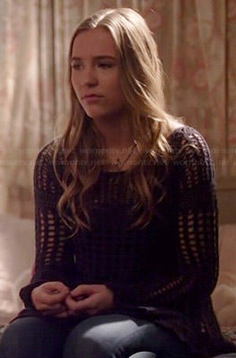 Maddie's black crochet pullover on Nashville