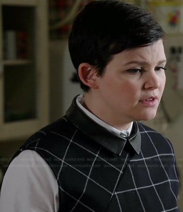 Mary's navy checked top with leather collar on Once Upon a Time
