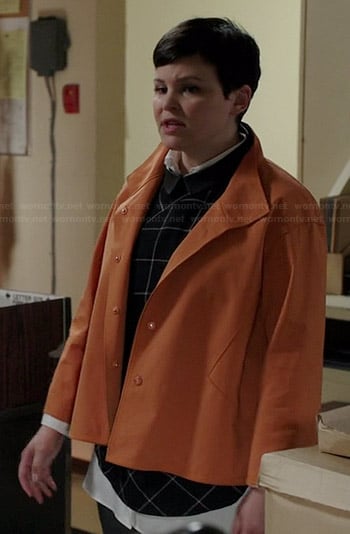 Mary's orange boxy jacket on Once Upon a Time