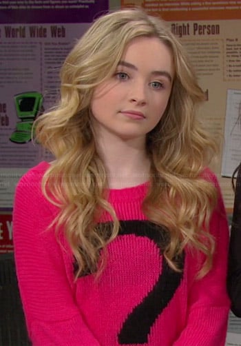 Maya's pink question mark sweater on Girl Meets World