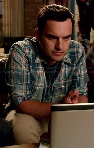 Nick's blue plaid shirt on New Girl