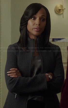 Olivia's knit zip front jacket on Scandal