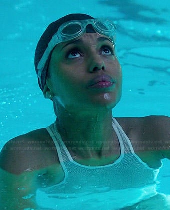 Olivia's white mesh inset swimsuit on Scandal