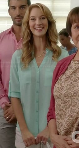 Petra's mint button down blouse on Jane the Virgin