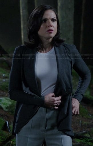 Regina's dark grey draped front cardigan on Once Upon a Time