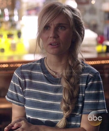 Scarlett's blue striped tee on Nashville