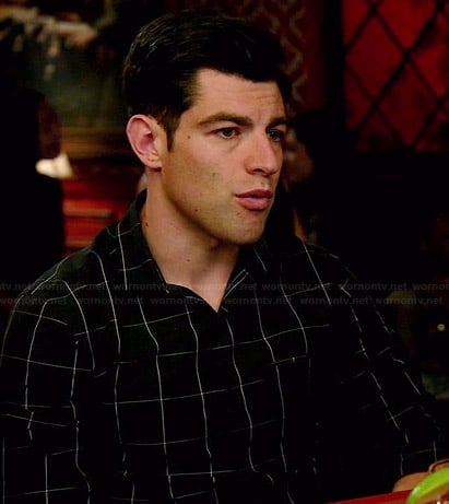 Schmidt's black grid checked shirt on New Girl