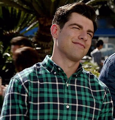 Schmidt's green and navy check shirt on New Girl