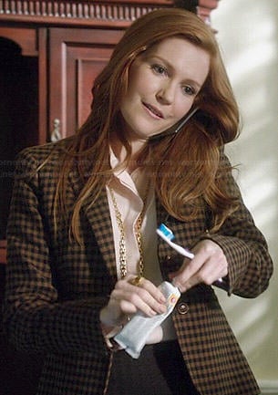 Abby's brown checked blazer on Scandal