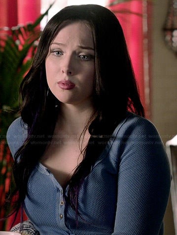 Alexis's blue textured henley tee on Castle