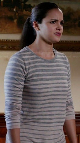 Amy's grey graduated stripe long sleeve top on Brooklyn Nine-Nine