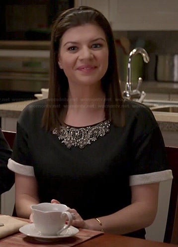 Annie's black embellished neck top on Marry Me