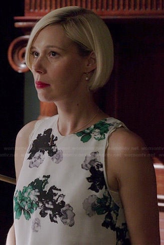 Bonnie's white and green floral top on How to Get Away with Murder
