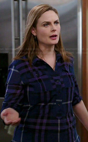 Brennan's blue and purple plaid shirt on Bones