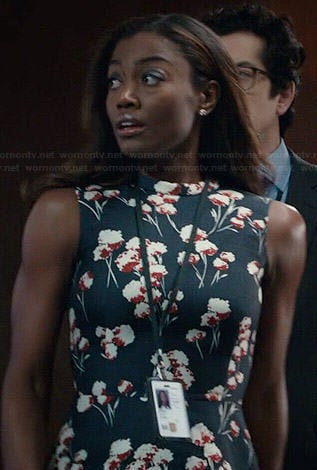 Daisy's black floral peplum top on Madam Secretary
