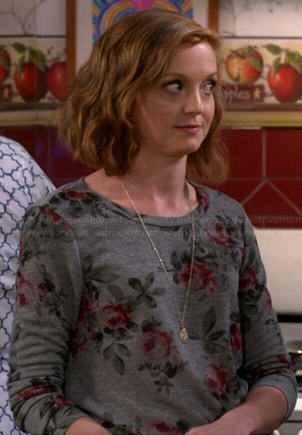 Debbie's grey rose print sweater on The Millers