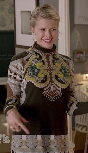 Dennah's reflected graphic print turtleneck tunic on Marry Me