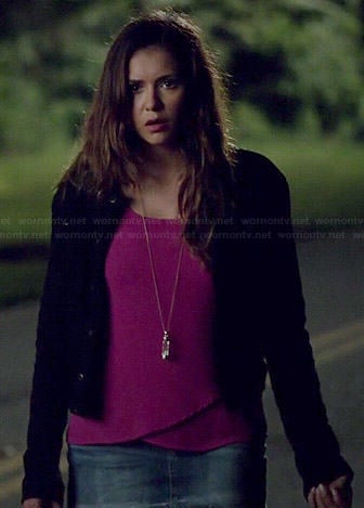 Elena's pink crossover top on The Vampire Diaries