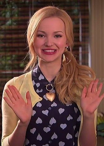 Liv's navy heart print top on Liv and Maddie