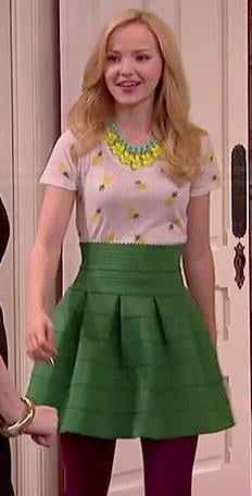 Liv's pineapple printed tee and green high waisted skirt on Liv and Maddie