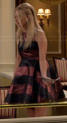 Maddie's black and bronze striped dress on Cristela