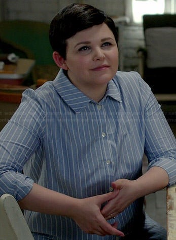 Mary's blue vertical striped shirt on Once Upon a Time