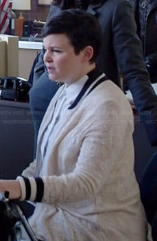 Mary's white lace varsity jacket on Once Upon a Time